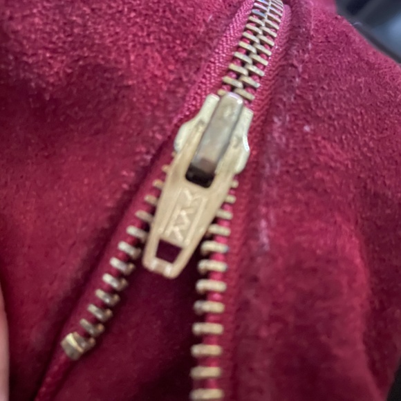 Maroon genuine suede leather jacket - Picture 5 of 5